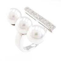 K18WG アコヤパールリング