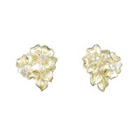 K18YG フラワー ダイヤモンドイヤリング