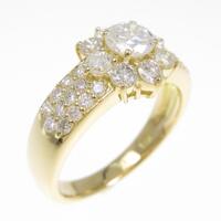 K18YG フラワー ダイヤモンドリング