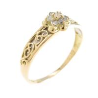 K18YG／PT フラワー ダイヤモンドリング