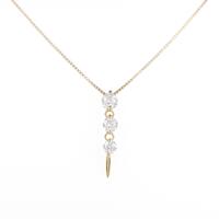 K18YG スリーストーン ダイヤモンドネックレス