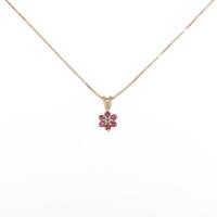 K18YG フラワー ルビーネックレス