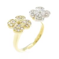 K18YG／PT フラワー ダイヤモンドリング