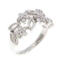 K18WG フラワー ダイヤモンドリング