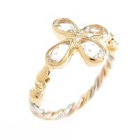 K18YG／PT フラワー ホワイトトパーズリング