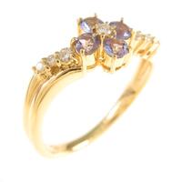 K18YG フラワー タンザナイトリング