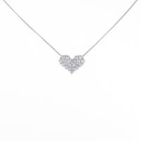 K18WG ハート パヴェ ダイヤモンドネックレス