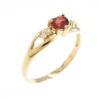 K18YG ハート ガーネットリング