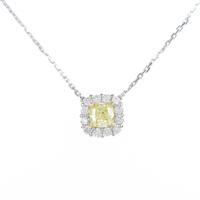 K18YG／プラチナダイヤモンドネックレス 0．63ct・FIY・VVS2・クッションカット