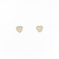 K18YG パヴェ ハート ダイヤモンドピアス