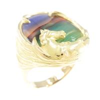 K18YG ホース メノウリング