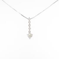 K18WG ハート ダイヤモンドネックレス