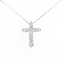 K18WG クロス ダイヤモンドネックレス