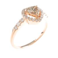 K18PG ハート ダイヤモンドリング