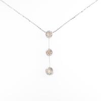 K18WG スリーストーン ダイヤモンドネックレス