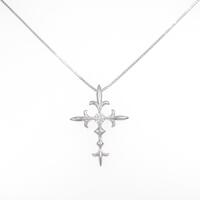 K18W クロス ダイヤモンドネックレス