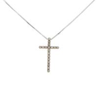K18WG クロス ダイヤモンドネックレス