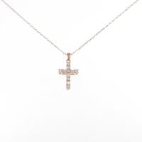 K18PG クロス ダイヤモンドネックレス