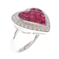 750WG ハート ルビーリング