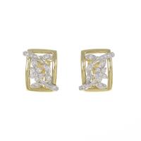 K18YG／K18WG フラワー ダイヤモンドピアス