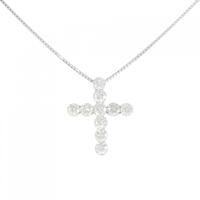K18WG クロス ダイヤモンド ネックレス 2.00CT