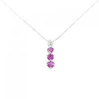 K18WG ハート ルビー ネックレス 1.07CT