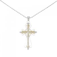 K18WG/K18YG クロス ダイヤモンド ネックレス 0.63CT