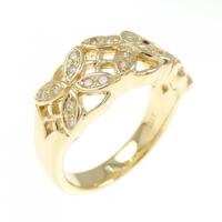 K18YG フラワー ダイヤモンド リング 0.17CT