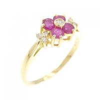 K18YG フラワー ルビー リング 0.50CT