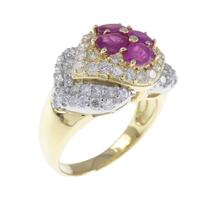 K18YG/PT フラワー ルビー リング 1.19CT