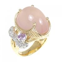 K18YG/PT ローズクオーツ リング 18.45CT 拡散処理未検査
