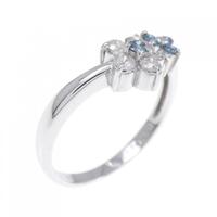 K14WG フラワー ダイヤモンド リング 0.30CT