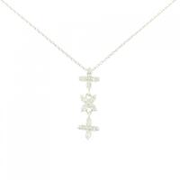 K18WG フラワー ダイヤモンド ネックレス 0.17CT