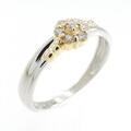 PT/K18YG フラワー ダイヤモンド リング 0.15CT