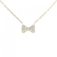 K10YG リボン ダイヤモンド ネックレス 0.13CT
