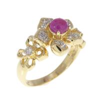 750YG/750WG フラワー ルビー リング 0.56CT