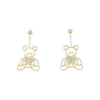【新品】K18YG ベア ダイヤモンド ピアス 0.10CT