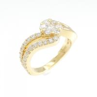 K18YG フラワー ダイヤモンド ピンキーリング 0.49CT