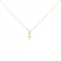 K10YG クロス ダイヤモンド ネックレス 0.033CT