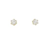 K18YG フラワー ダイヤモンド ピアス 0.34CT