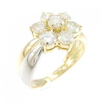 K18YG/PT フラワー ダイヤモンド リング 1.11CT