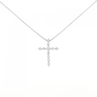 K18WG クロス ダイヤモンド ネックレス 0.20CT