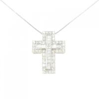 K18WG クロス ダイヤモンド ネックレス 2.00CT
