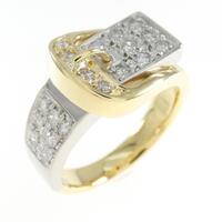 K18YG/PT ベルト ダイヤモンド リング 0.50CT