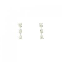 K18WG スリーストーン ダイヤモンド ピアス 0.30CT