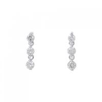 K18WG スリーストーン ダイヤモンド ピアス 0.50CT