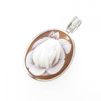 K18WG ローズ シェルカメオ ペンダント