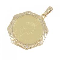 K18YG枠 ダイヤモンド コイン ペンダント 0.08CT