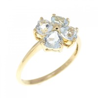 K18YG フラワー ブルートパーズ リング