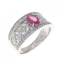 K18WG ルビー リング 0.50CT